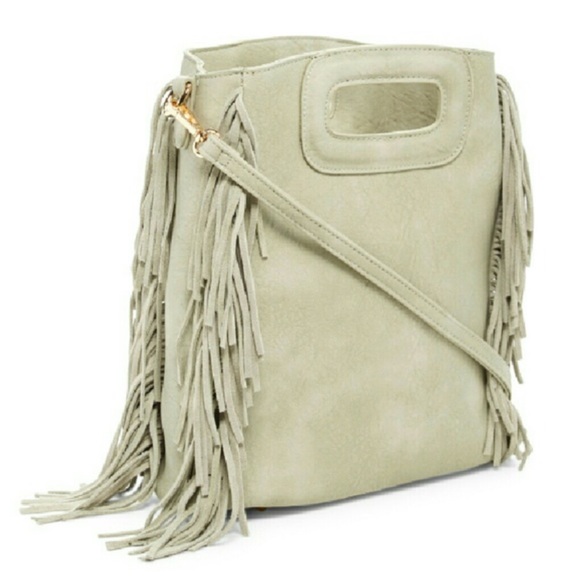 Convertible Fringe Crossbody/Purse PU Leather Bag-Champagne - Picture 2 of 10